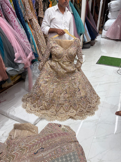 Gorgeous golden peacock Crop top Lehenga