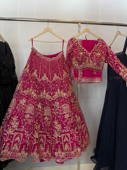 Designer Red crop top Lehenga Happy Customer