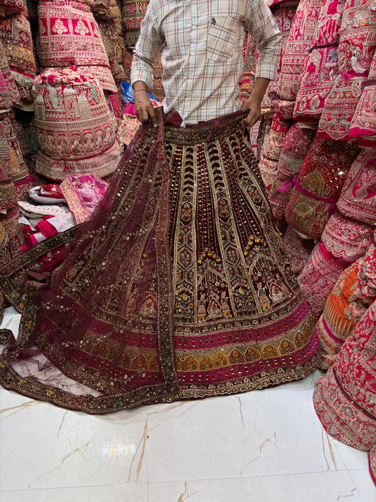 Maroon Doli Barat Bridal Lehenga