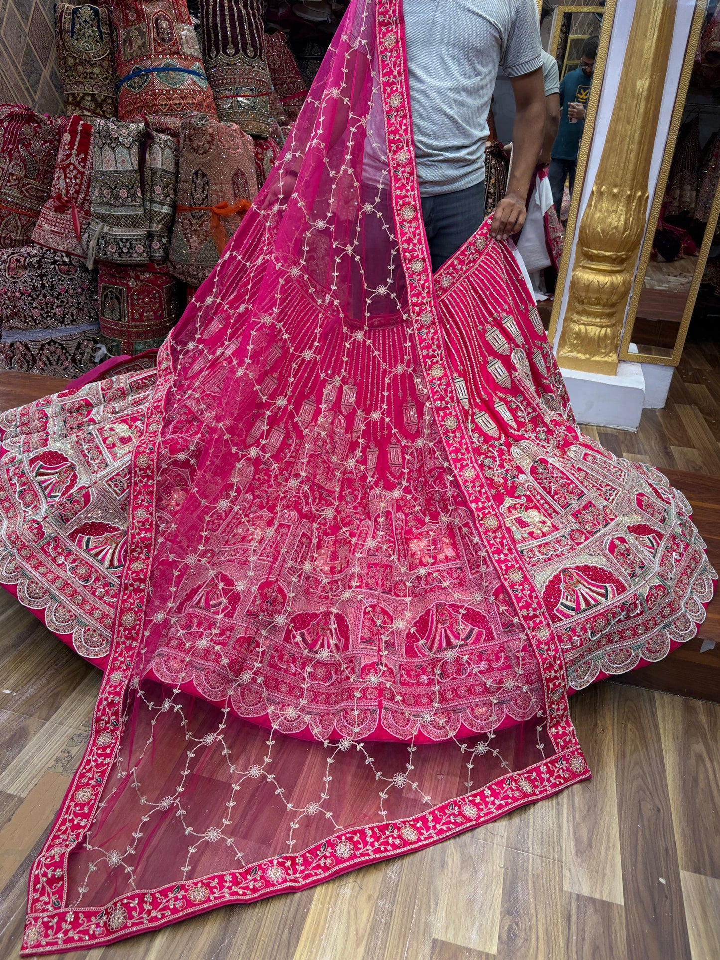 Rani Pink Peacock Designer Bridal Lehenga - Shopping World
