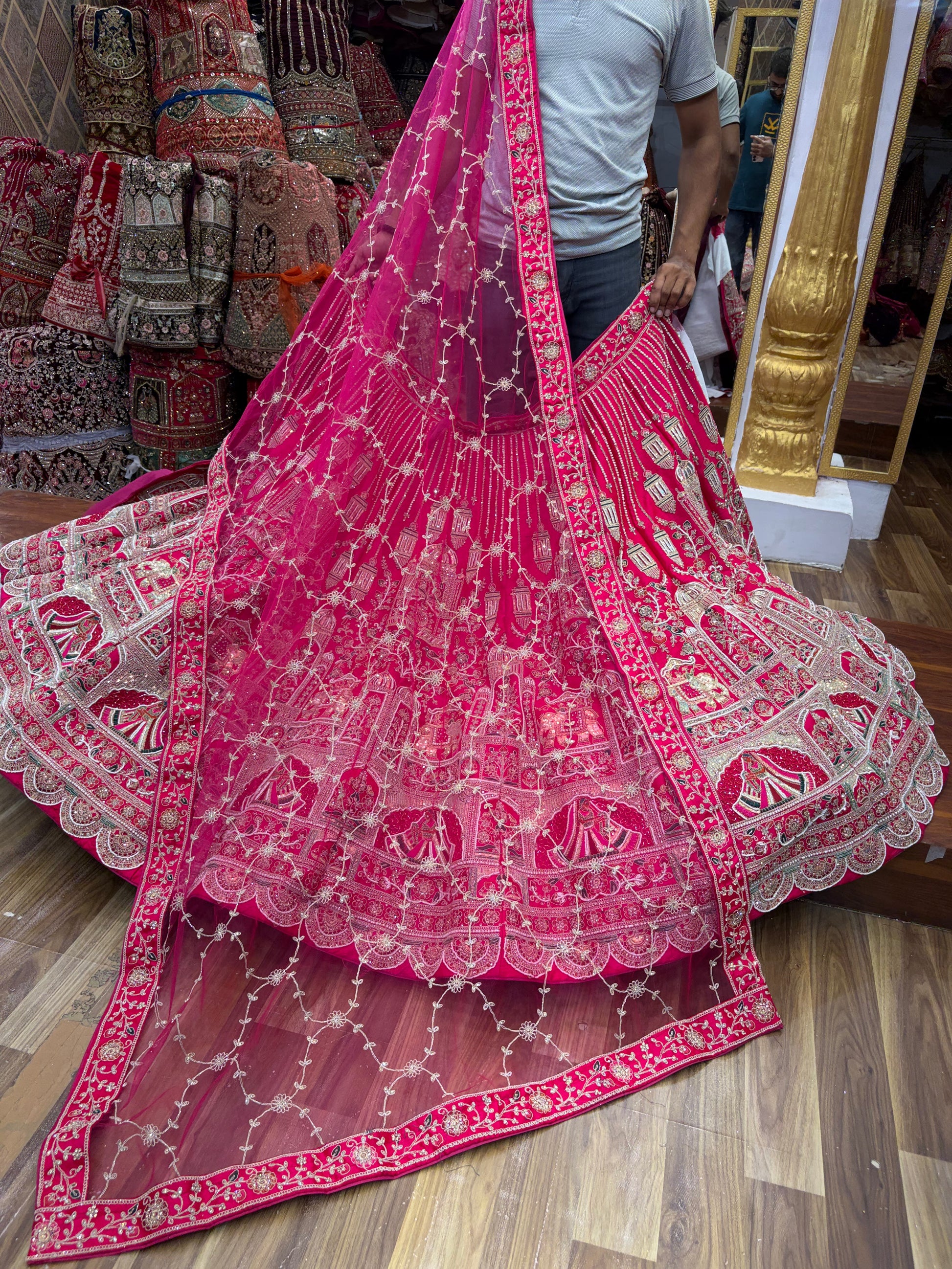 Rani Pink Peacock Designer Bridal Lehenga - Shopping World
