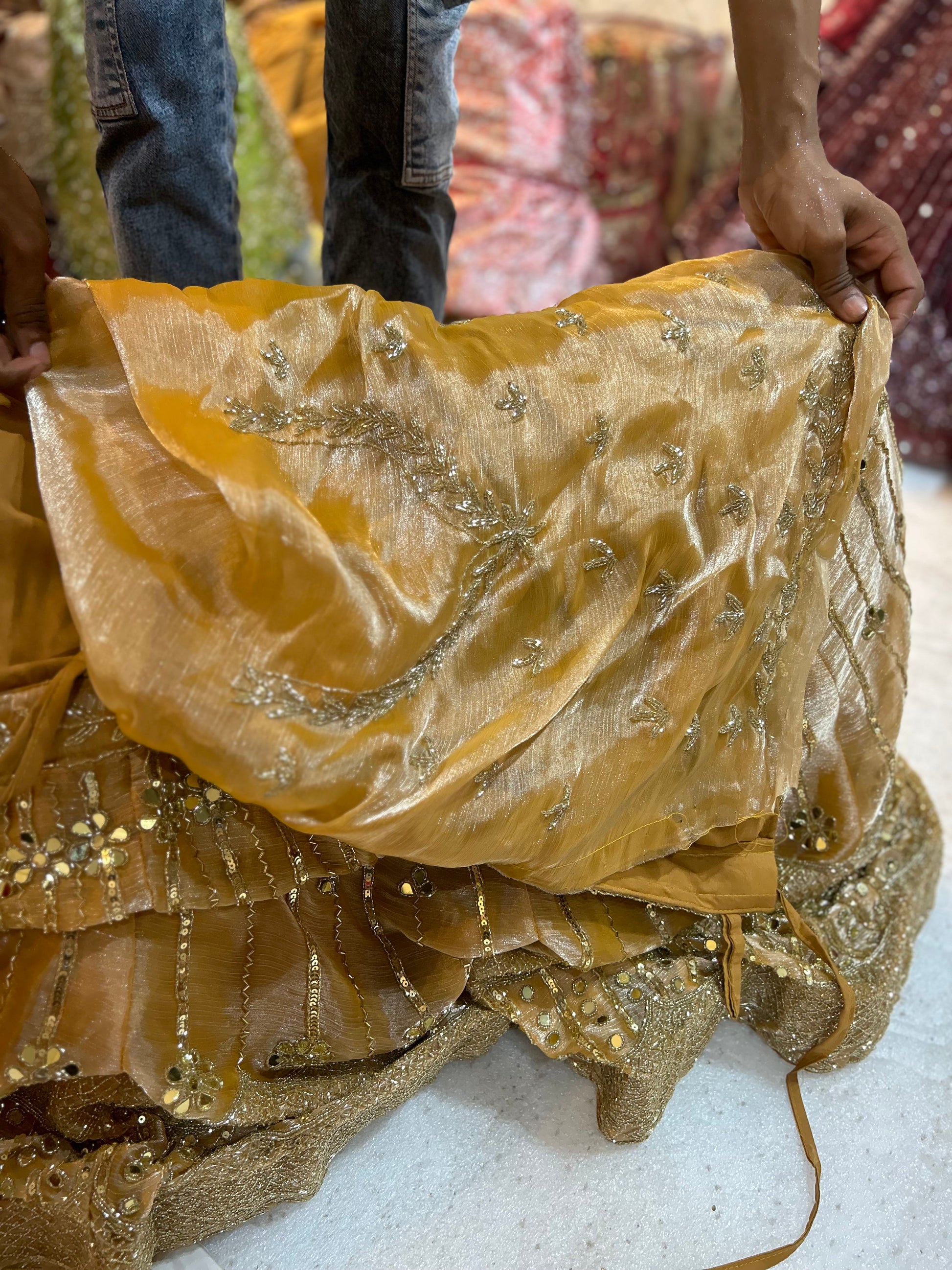 Tremendous golden mirror Lehenga - Shopping World