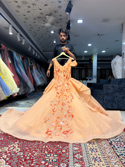 Stunning peach gown big flair