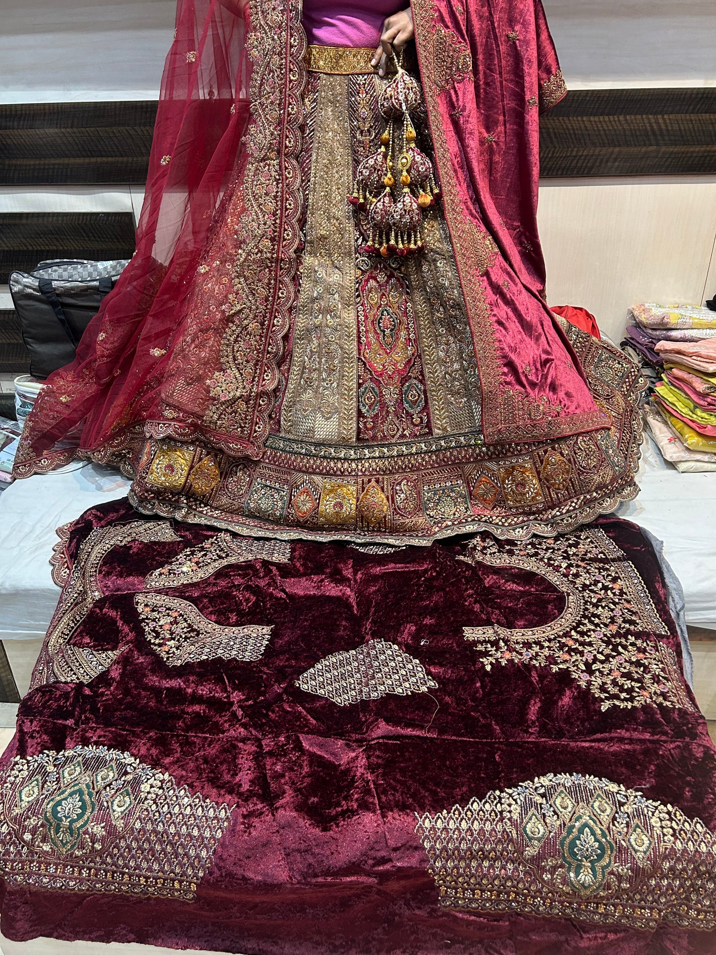 Beautiful maroon heavy bridal Lehenga