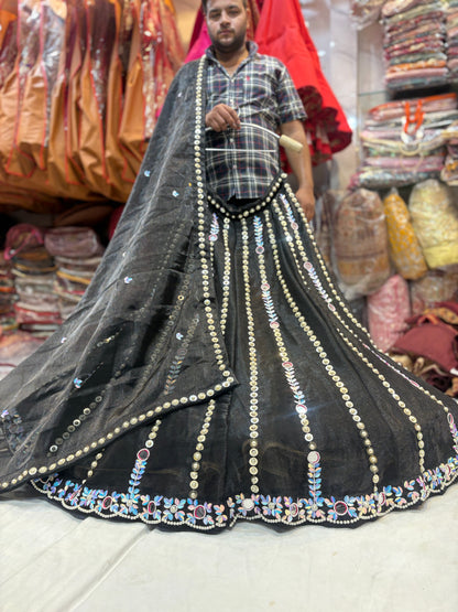 Something different black mirror work Lehenga