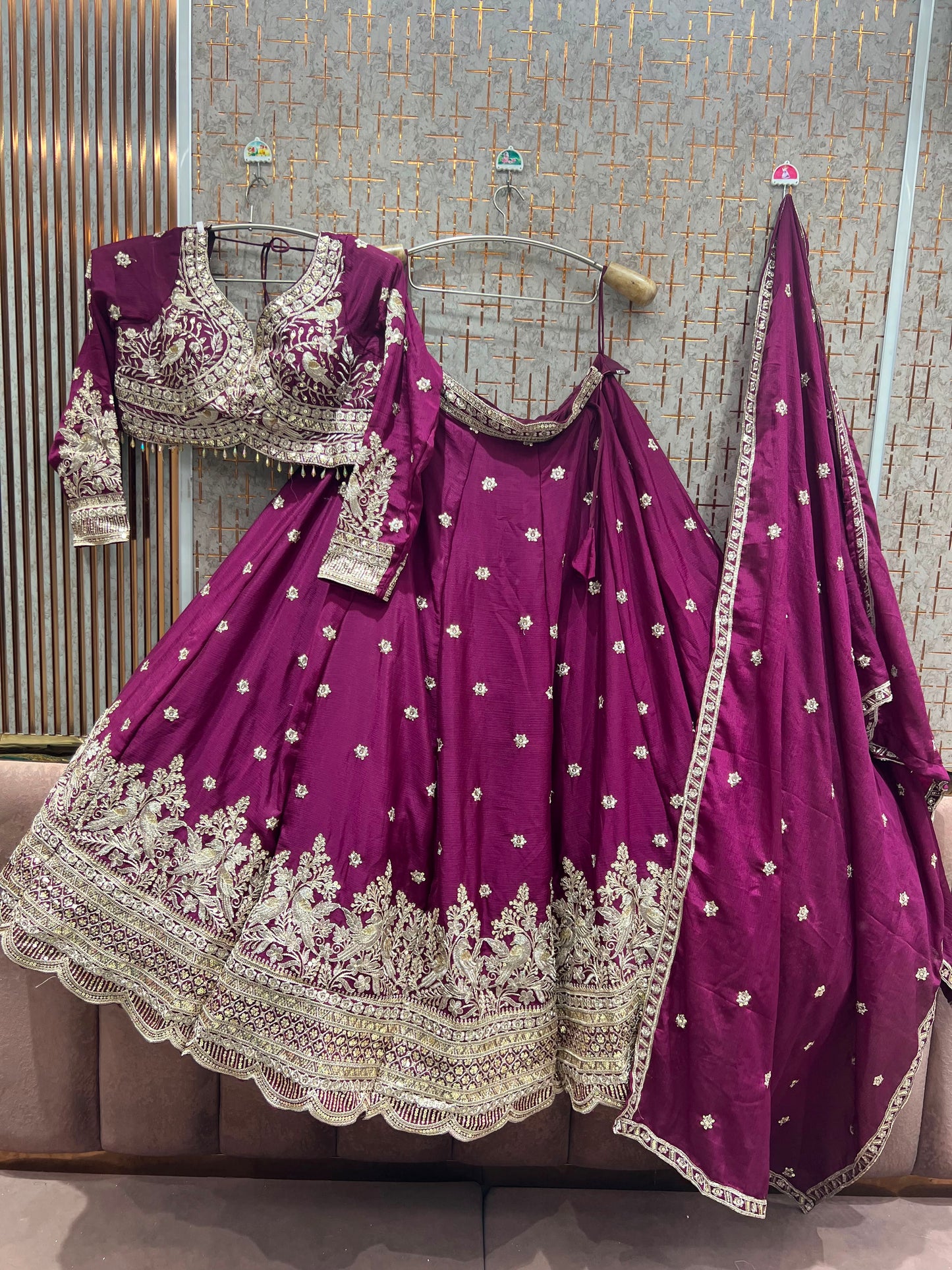 Purple Crop top Lehenga