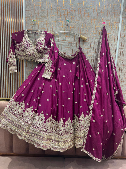Purple Crop top Lehenga