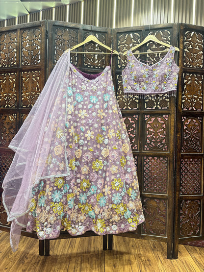 Engaging pink crop top Lehenga