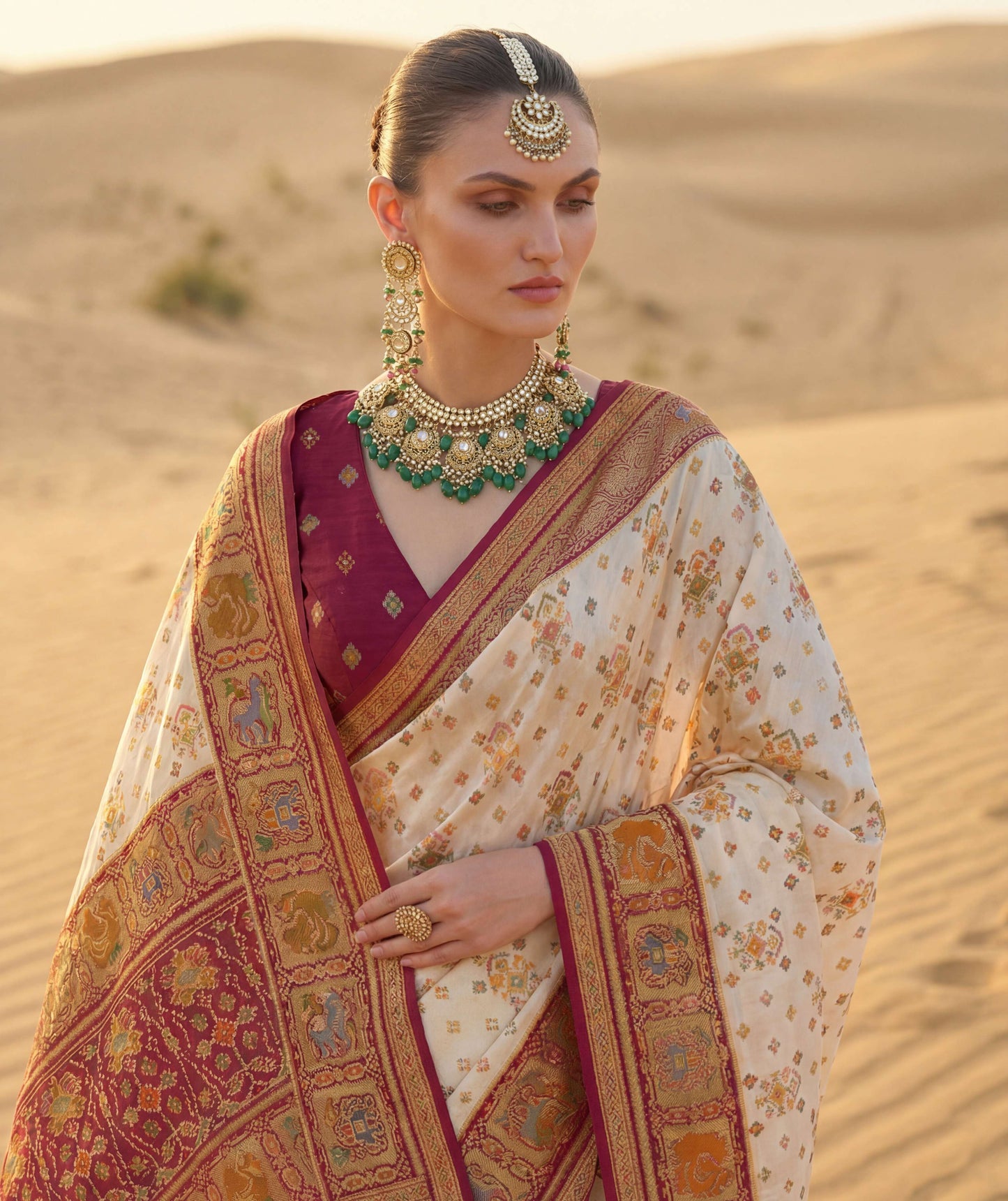 Wine Morpinch Viscose Patola With Position Print Saree 6255 - Shopping World