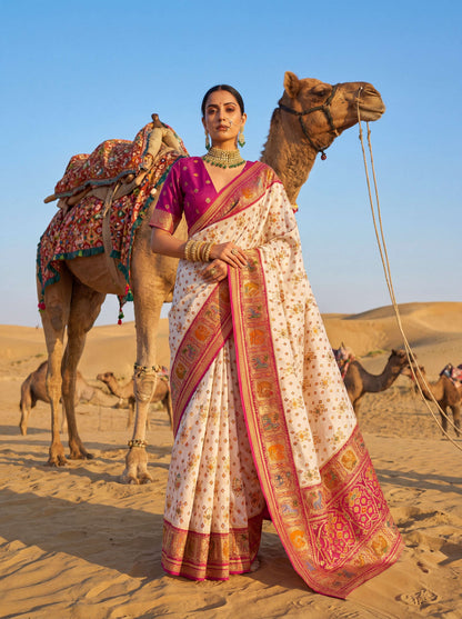 Wine Morpinch Viscose Patola With Position Print Saree 6255 - Shopping World