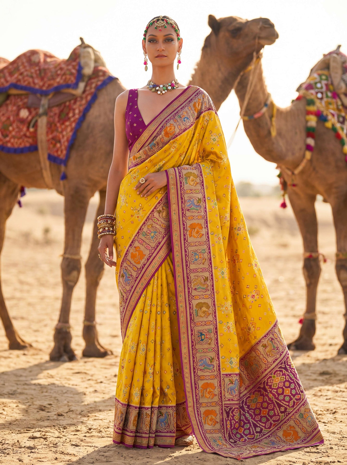 Wine Morpinch Viscose Patola With Position Print Saree 6255 - Shopping World