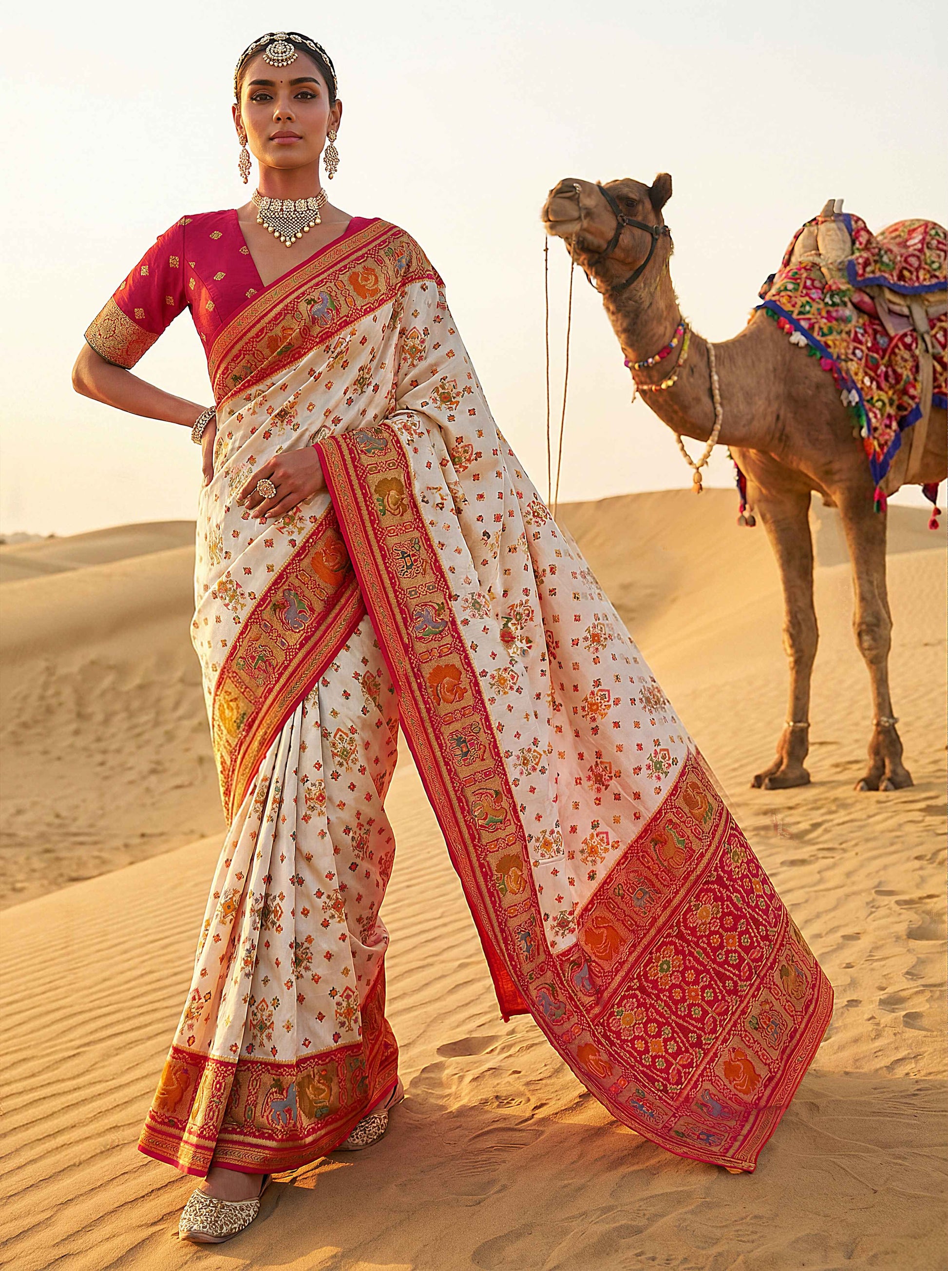 Wine Morpinch Viscose Patola With Position Print Saree 6255 - Shopping World