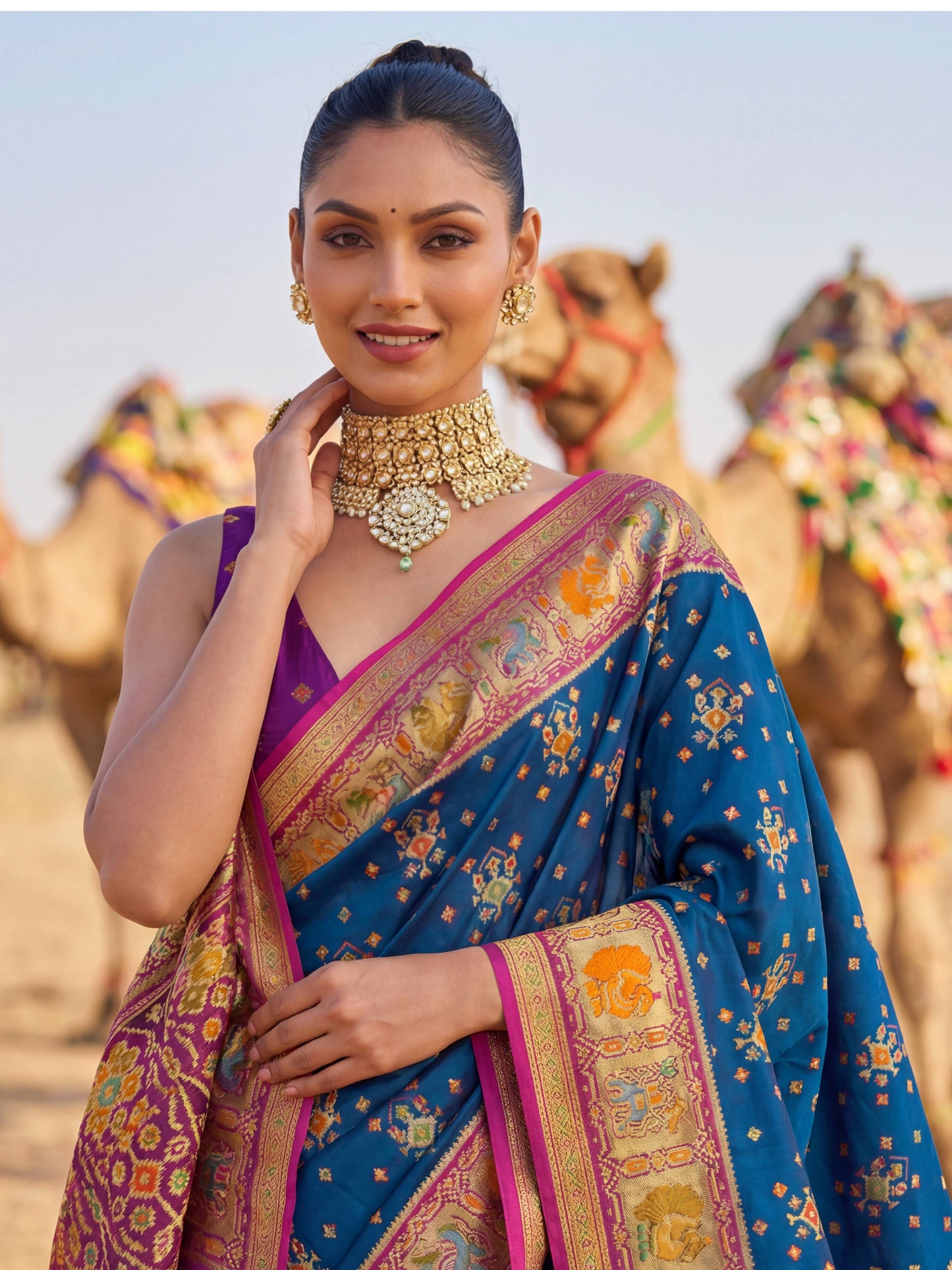 Wine Morpinch Viscose Patola With Position Print Saree 6255 - Shopping World