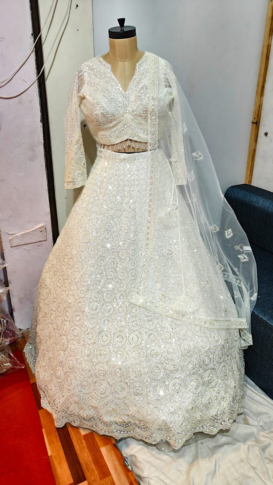 White Crop Top Lehenga