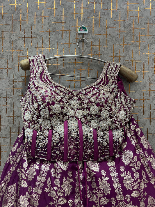 Purple crop top Lehenga