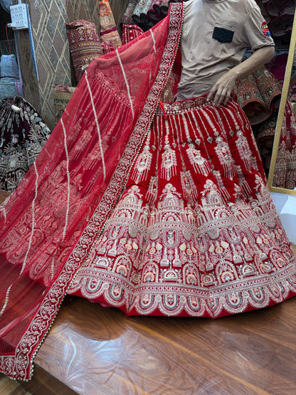 Red cherry Maroon Ball Bridal Lehenga