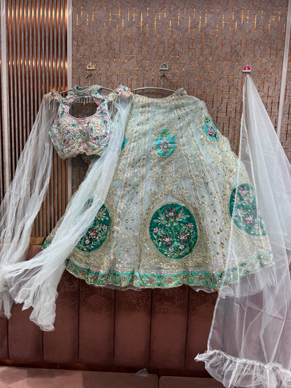 Sky Blue Pdp Crop Top Lehenga