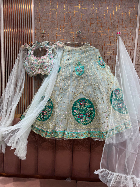 Sky Blue Pdp Crop Top Lehenga
