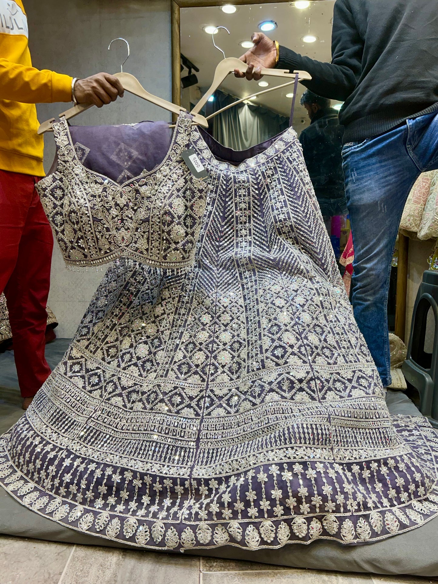 Designer lavender crop top lehenga