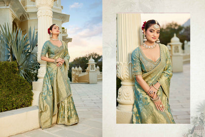 Pista Green Vicose Tissue Fabric with Beads Work Saree 6367 - Shopping World