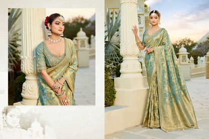 Pista Green Vicose Tissue Fabric with Beads Work Saree 6367 - Shopping World