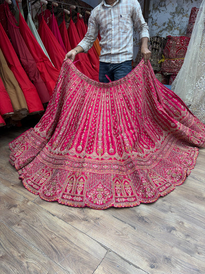 Hot Rani Pink Bridal Lehenga
