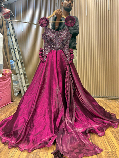 Glamorous maroon purple gown
