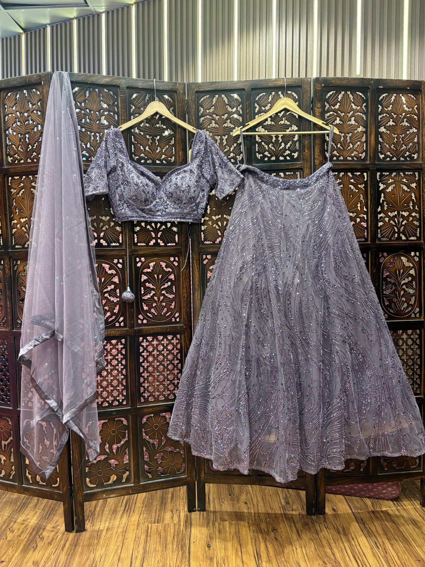 Designer purple lavend lilac crop top Lehenga