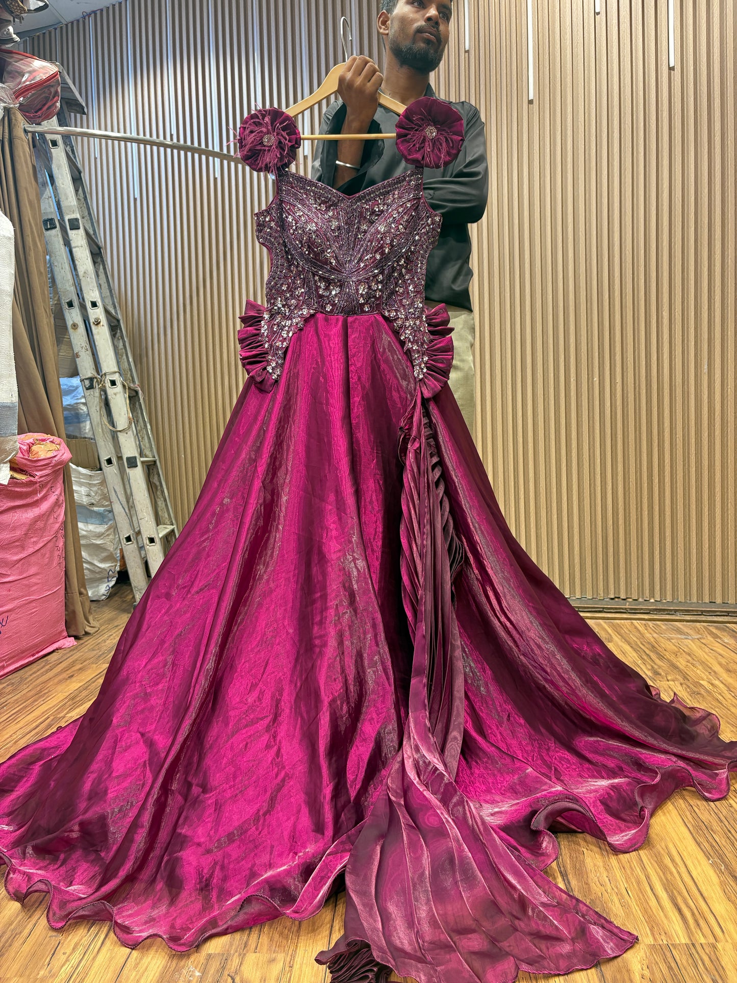 Glamorous maroon purple gown