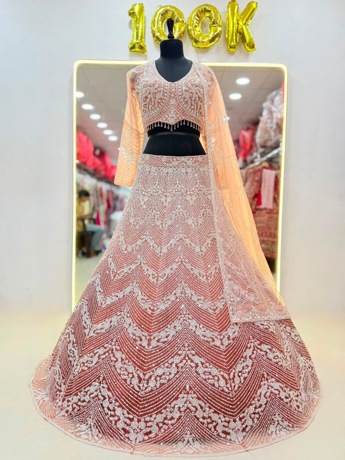 Pink Designer Crop Top Lehenga - Shopping World