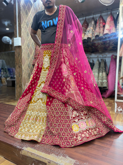 Lehenga nupcial multicolor de diseñador
