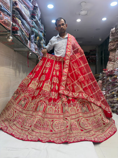 Delightful Rani pink peacock Bridal Lehenga