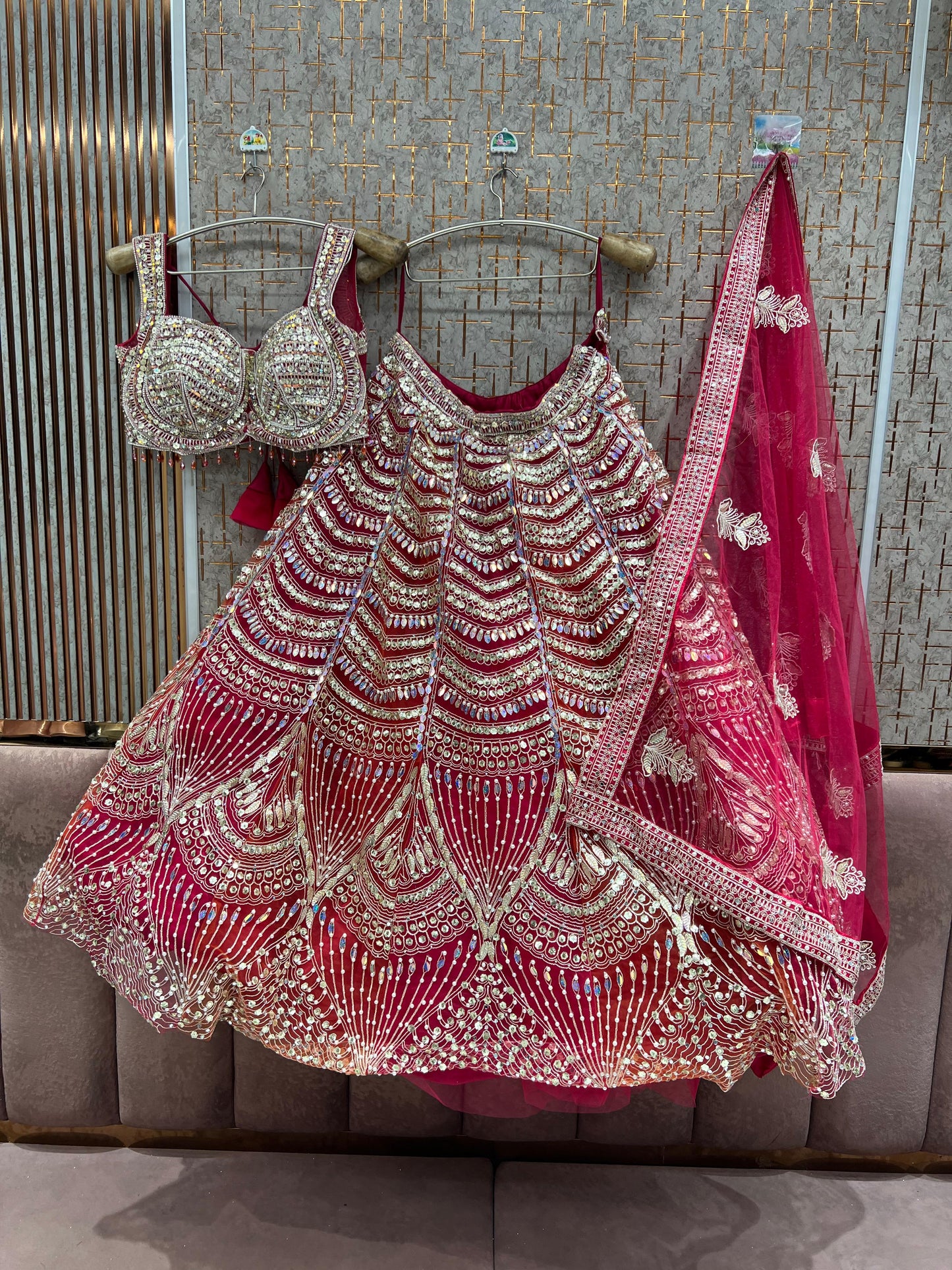 Hot pink Pdp Crop Top Lehenga