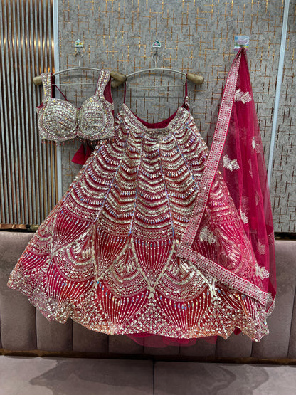 Hot pink Pdp Crop Top Lehenga