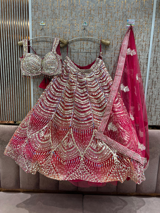 Hot pink Pdp Crop Top Lehenga