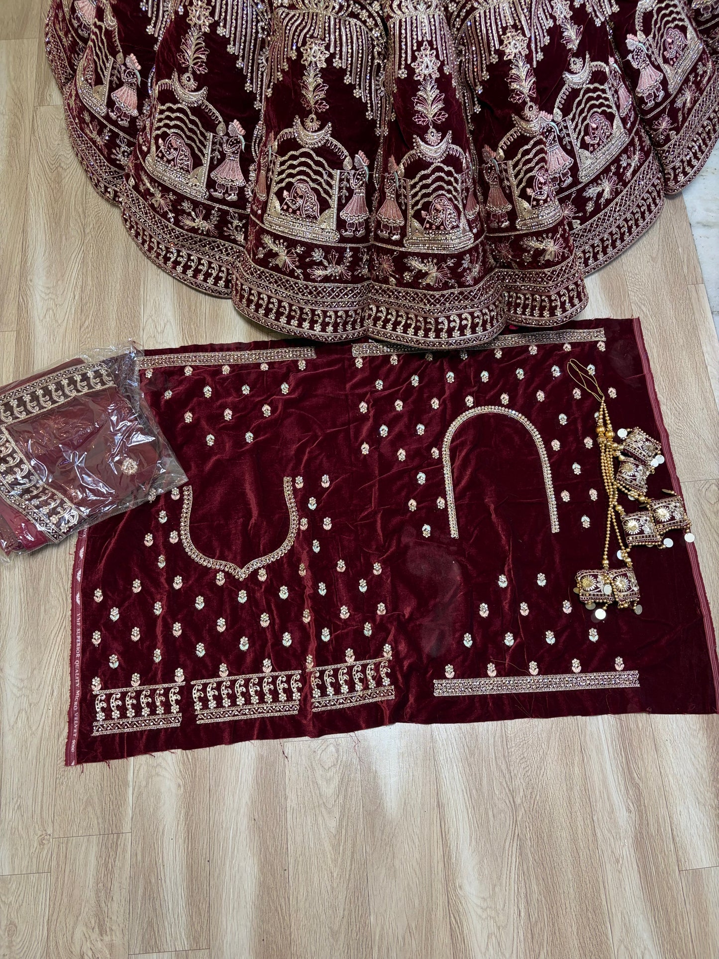 Maroon Doli Barat Ball bridal Lehenga