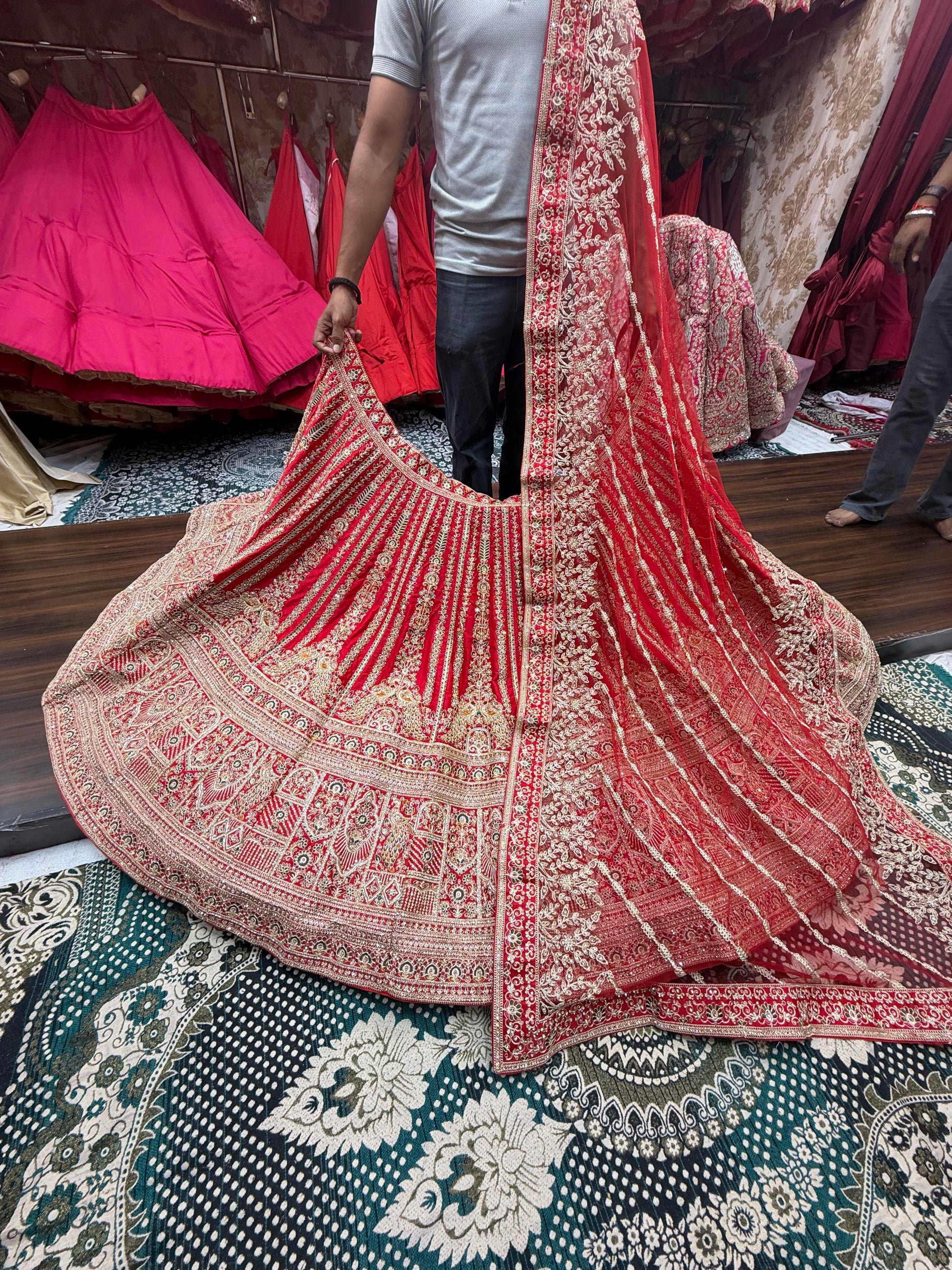 Rani Pink Peacock Bridal Lehenga - Shopping World