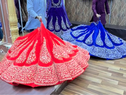 Fantastic handmade purple ball bridal lehenga