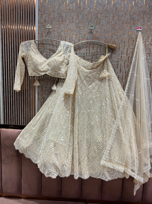 Golden On Golden Monotone Crop Top Lehenga