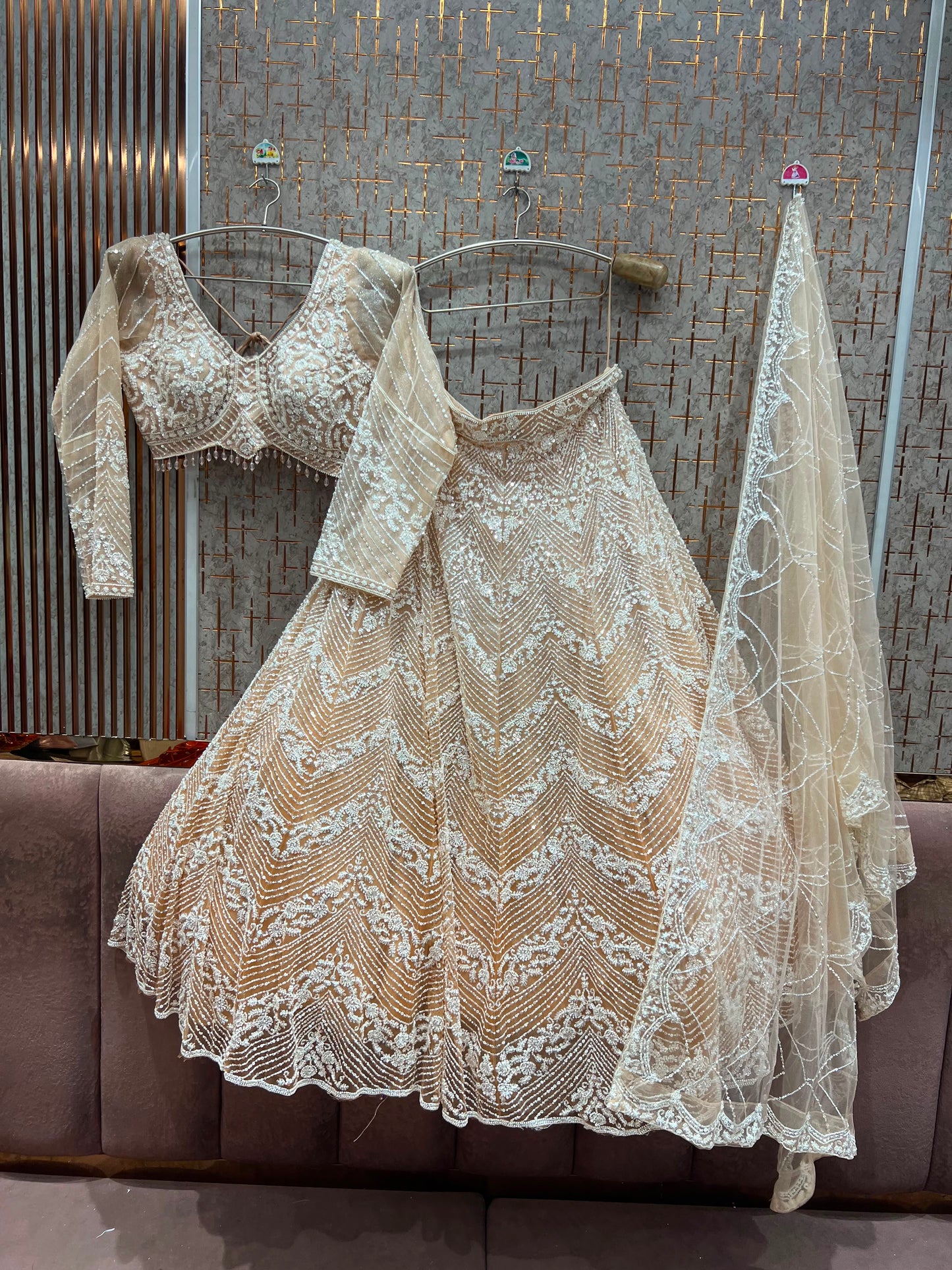 Peach Crop Top Lehenga