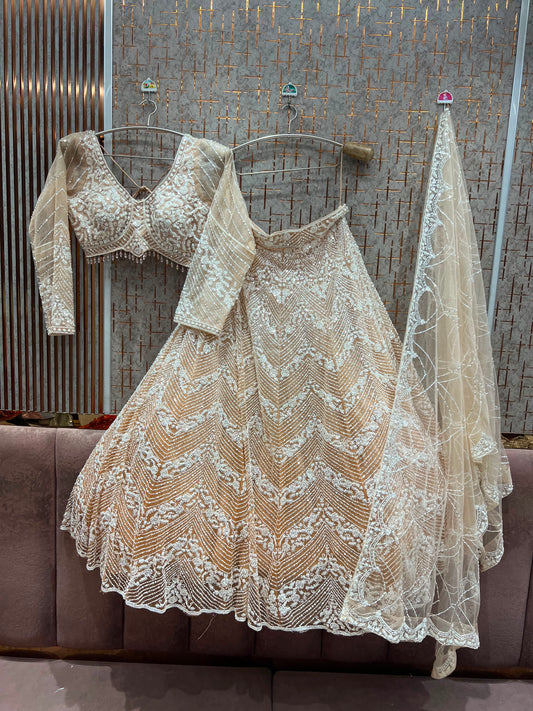 Peach Crop Top Lehenga