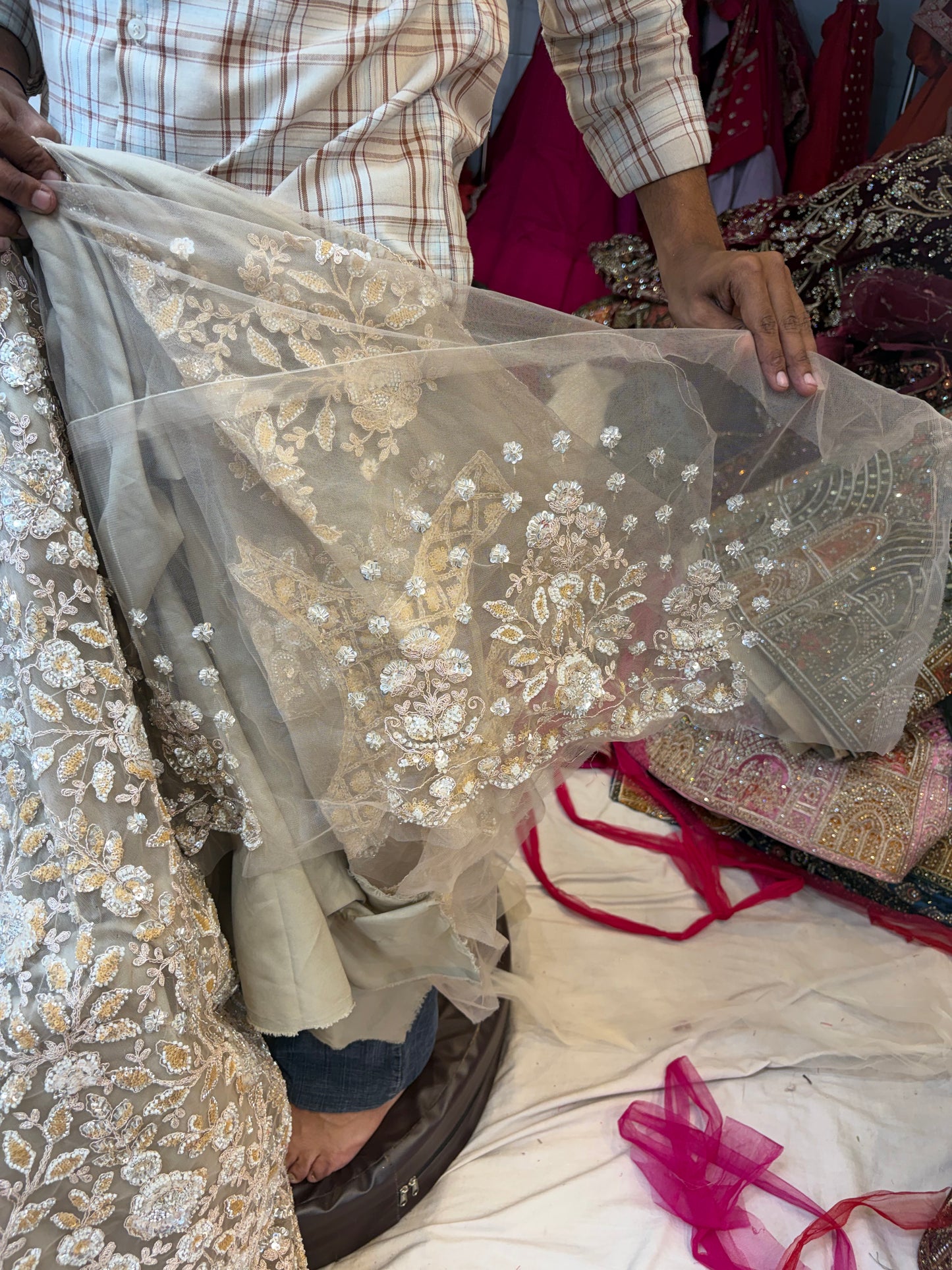 Beige Golden designer Lehenga