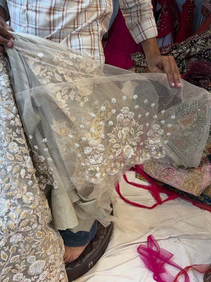 Beige Golden designer Lehenga