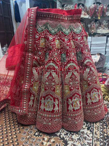 Amazing Red Doli Barat peacock Ball Bridal  Lehenga