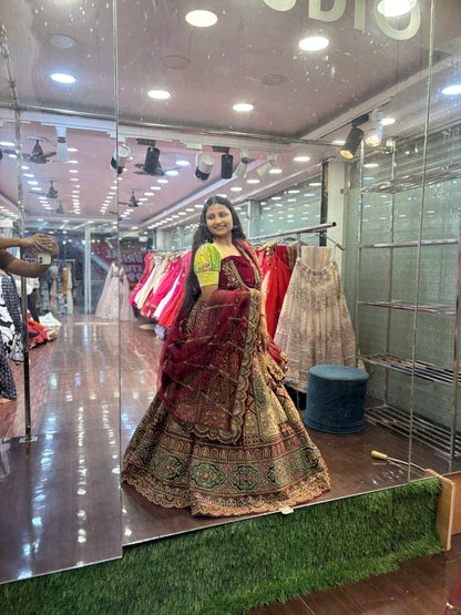 Attractive maroon bridal Lehenga happy customer
