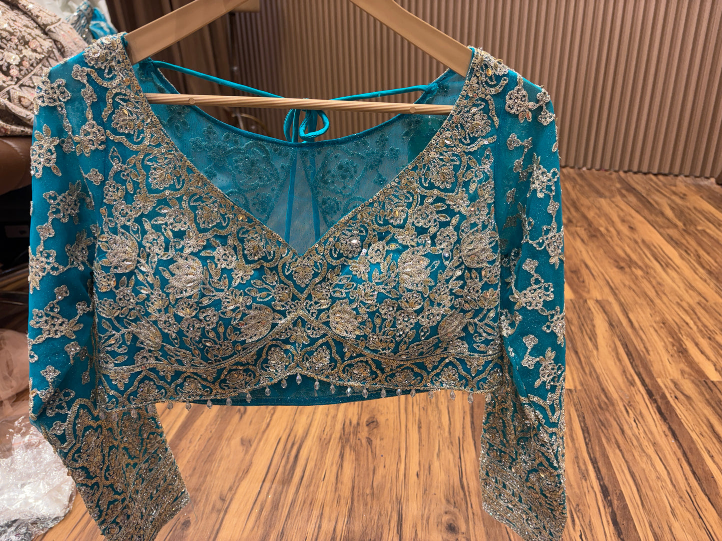 Delightful Sky blue Crop Top Lehenga