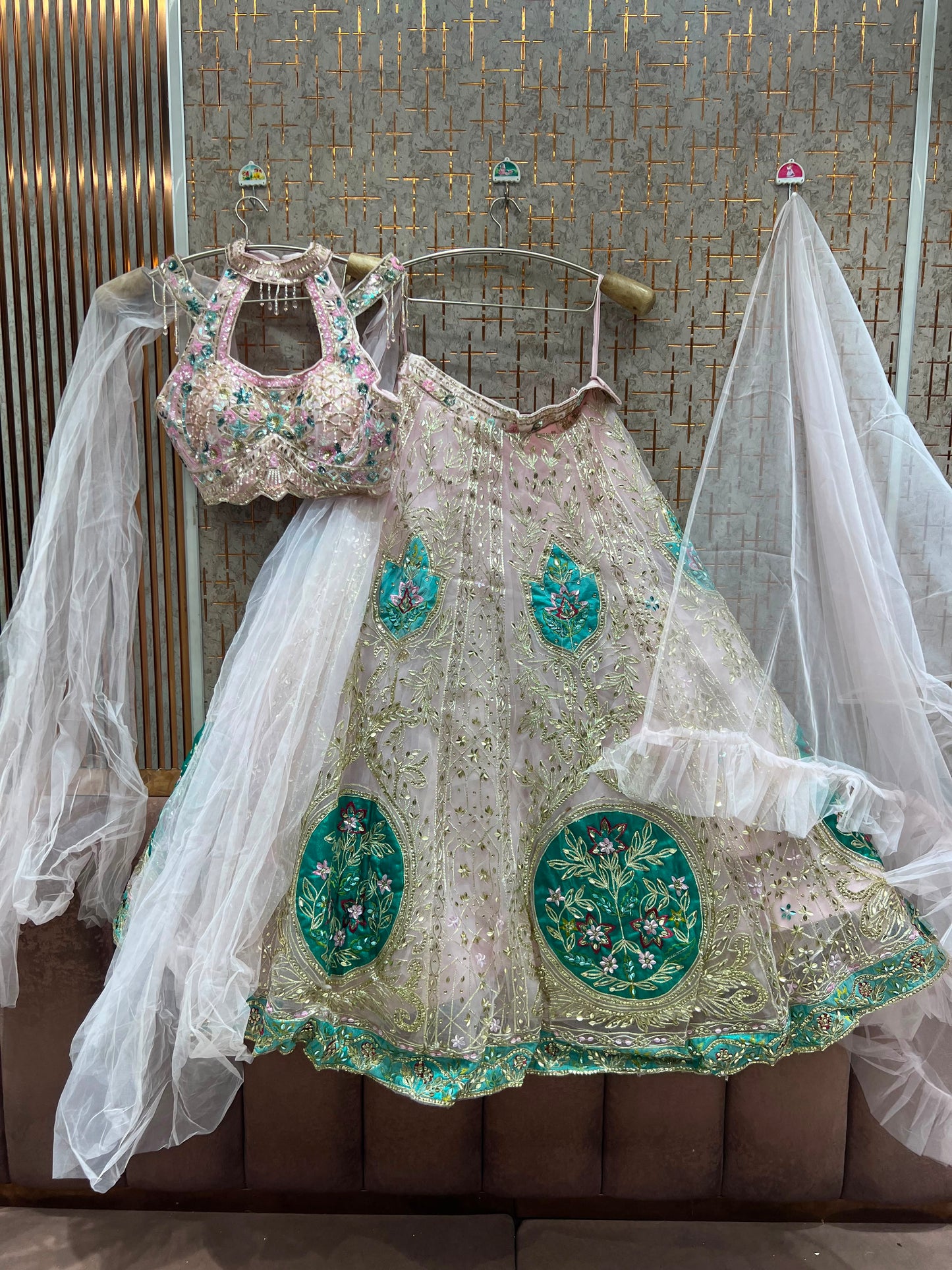 Sky Blue Pdp Crop Top Lehenga