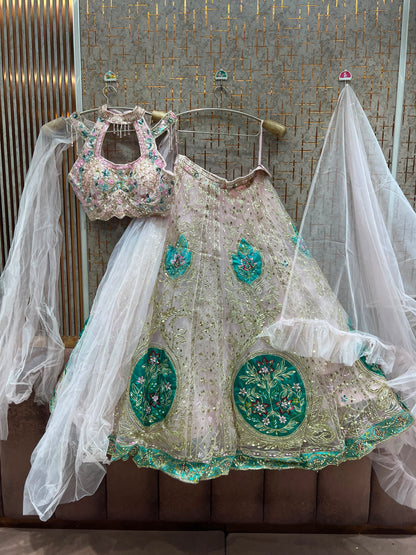 Sky Blue Pdp Crop Top Lehenga