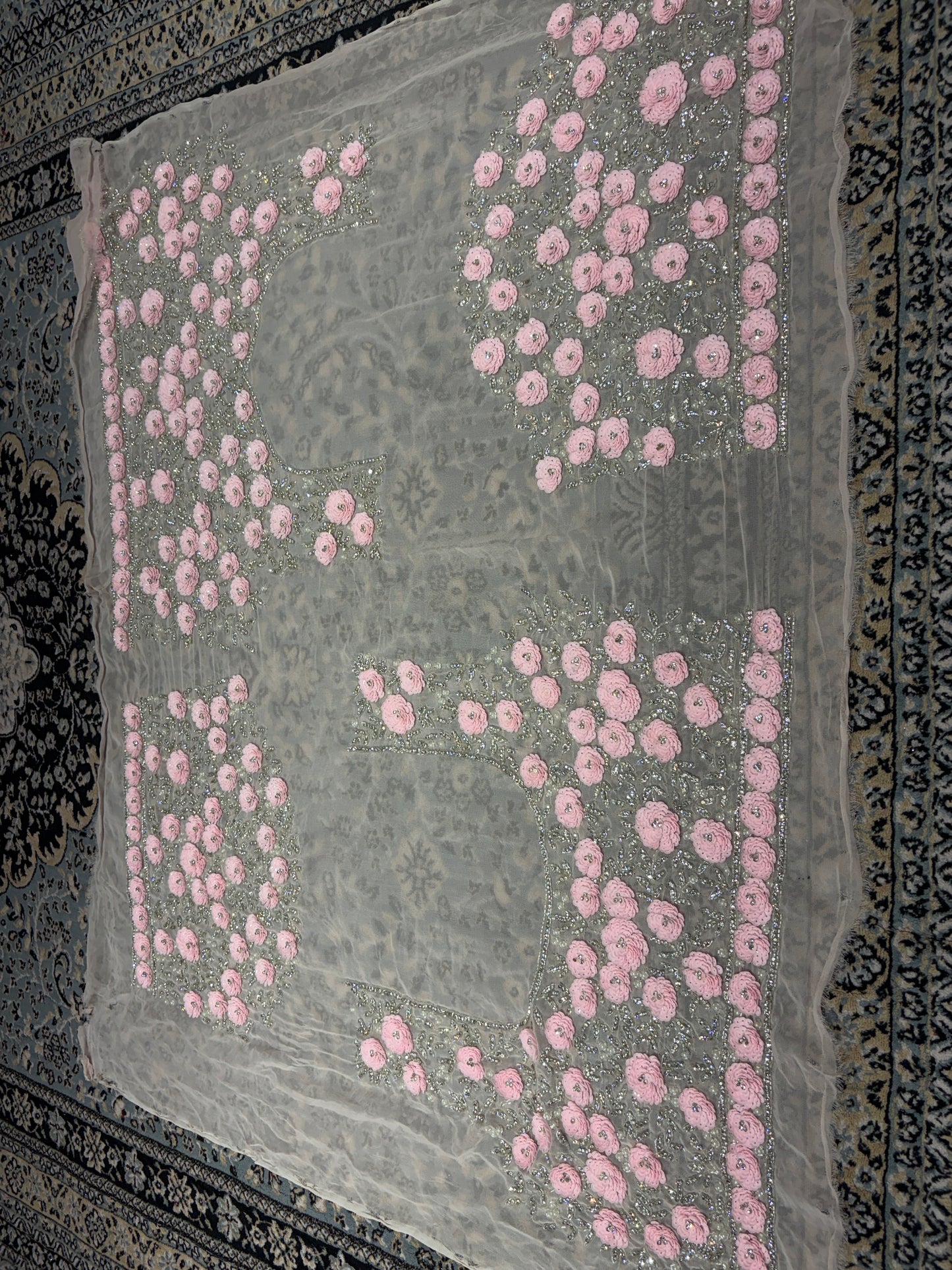 Tremendous White baby pink handwork Lehenga