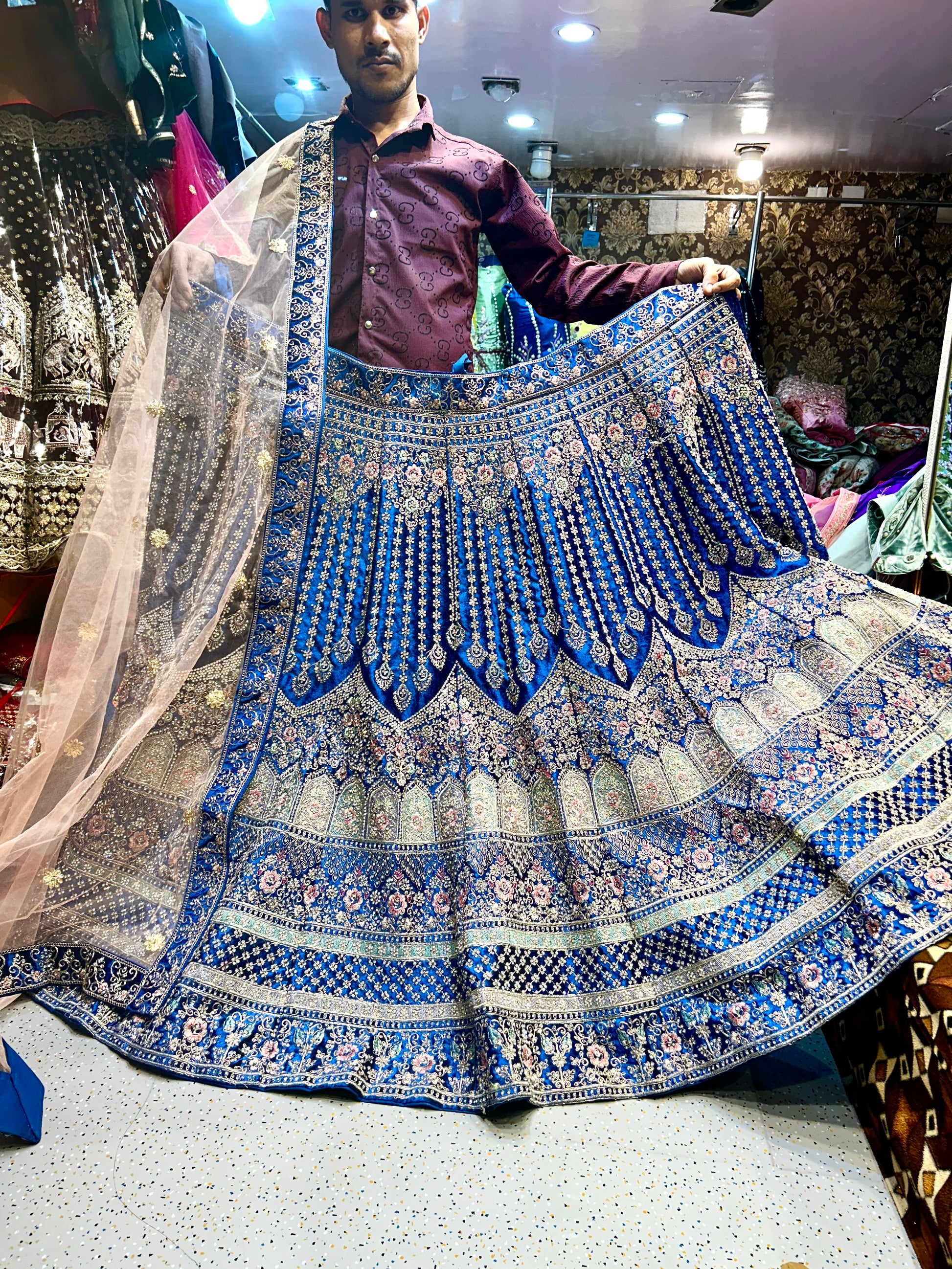 Stylish blue colour Jhumka Lehenga - Shopping World